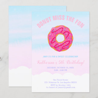 Roze baby-meisje, Donut Miss The Fun Birthday Kaart
