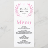Roze Baby Meisje Dopen Menu Kaart (Voorkant)