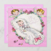 Roze  Baby Meisje Douche Kaart (Voorkant / Achterkant)