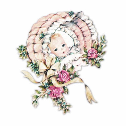  Roze Baby Meisje Douche Staand Fotobeeldje (Voorkant)