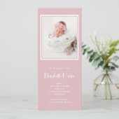 Roze Baby Meisje Foto Geboorte Aankondiging (Staand voorkant)