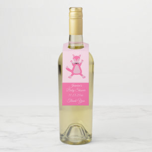 Roze Baby Meisje Fox Custom Baby shower Flessenhanger