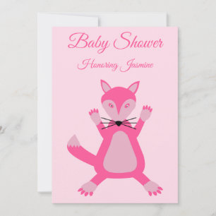 Roze Baby Meisje Fox Custom Baby shower Kaart