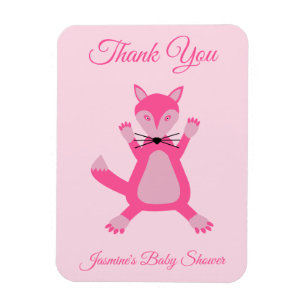 Roze Baby Meisje Fox Custom Baby shower Magneet