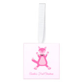Roze Baby Meisje Fox Custom Eerste Kerstmis Kubus Ornament (Voorkant)