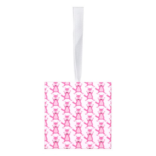 Roze Baby Meisje Fox Custom Eerste Kerstmis Kubus Ornament (Rechts)