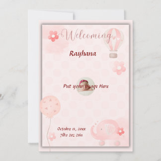 roze-Baby-meisje-geboorte-aankondiging Kaart