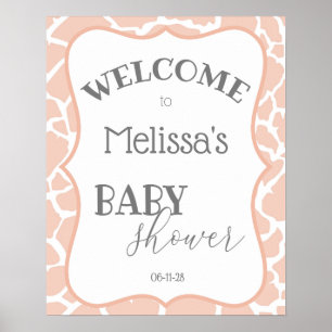 Roze Baby Meisje Giraffe Baby Borrel Poster