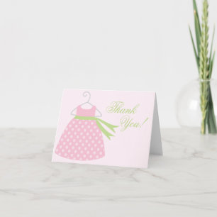 Roze Baby Meisje Jurk Baby shower Bedankkaart