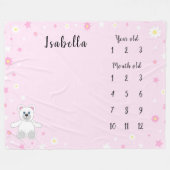 Roze Baby Meisje Milestone Fleece Deken (Voorkant (Horizontaal))