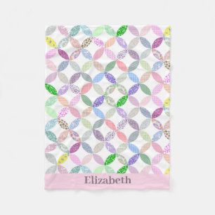Roze Baby Meisje  Quilt Design Custom Name Fleece Deken