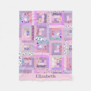 Roze Baby Meisje  Quilt Design Custom Name Fleece Deken