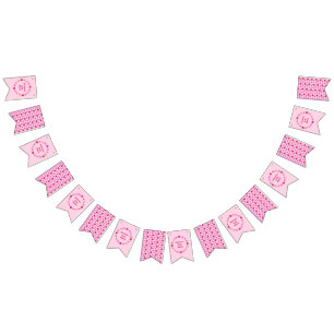 Roze Baby Meisje Vlinders en Bloemen Baby shower Vlaggetjes