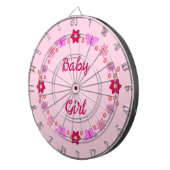 Roze Baby Meisje Vlinders en Bloemen Custom Dartbord (Voorkant Rechts)