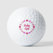 Roze Baby Meisje Vlinders en Bloemen Custom Golfballen (Voorkant)