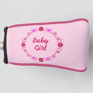 Roze Baby Meisje Vlinders en Bloemen Custom Golfheadcover
