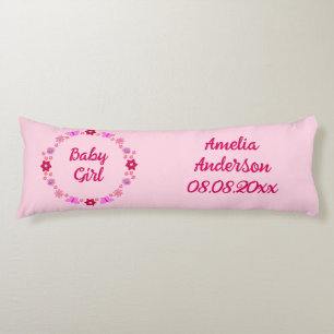 Roze Baby Meisje Vlinders en Bloemen Custom Lichaamskussen