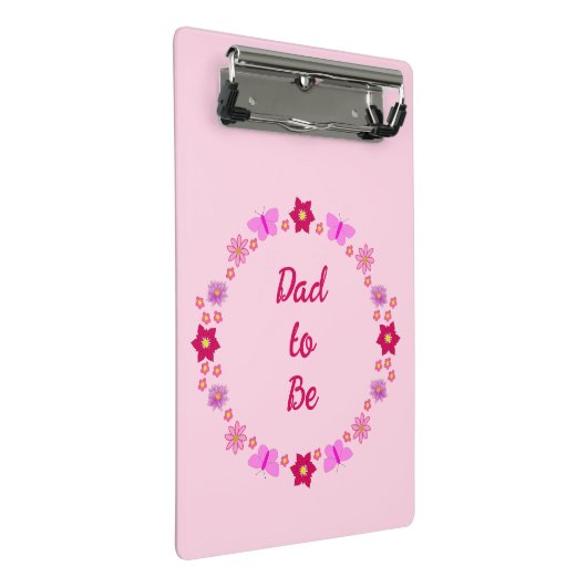 Roze Baby Meisje Vlinders en Bloemen Custom Mini Klembord (Schuin)