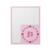 Roze Baby Meisje Vlinders en Bloemen Custom Notitieblok (Gedraaid)