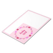 Roze Baby Meisje Vlinders en Bloemen Custom Notitieblok (Schuin)