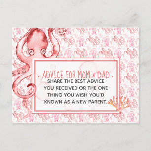 Roze Baby Octopus Baby shower Adviseur voor moeder Briefkaart