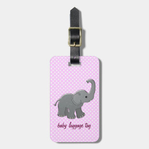 roze baby olifant bagagelabel