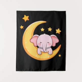 Roze baby-olifant wandkleed