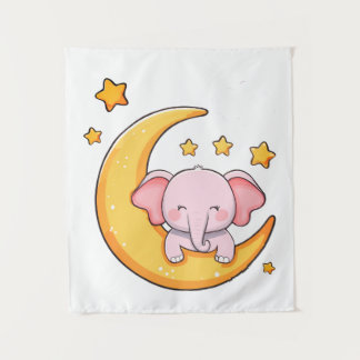 Roze baby-olifant wandkleed