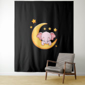 Roze baby-olifant wandkleed (In situ)