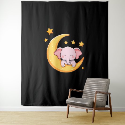 Roze baby-olifant wandkleed (In situ)