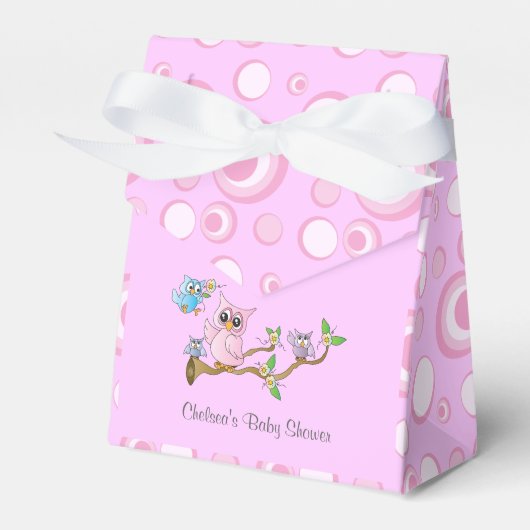 Roze Baby Owl | Shower Theme Bedankdoosjes (Voorkant Zijde)