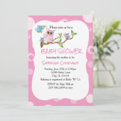 Roze Baby Owl | Shower Theme Kaart (Staand voorkant)