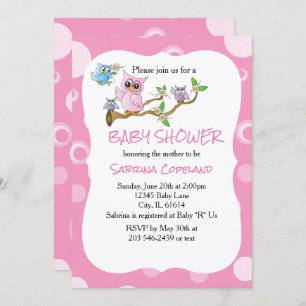 Roze Baby Owl   Shower Theme Kaart