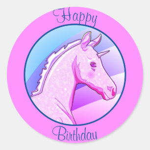 Roze Baby Palomino Unicorn (regenboogliet/Happy B) Ronde Sticker