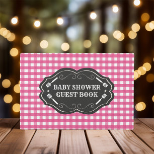 Roze Baby Q Barbecue Rustieke Baby Shower Gastenboek
