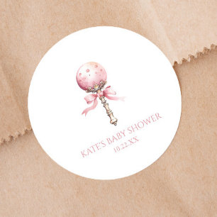 Roze  Baby rammelaar Speelgoed kwekerij Baby showe Ronde Sticker