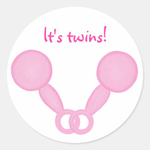 Roze baby rammelt, baby shower kondigt stickers aa