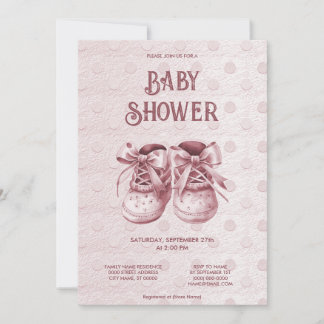 Roze Baby Schoenen Baby shower Invitation Kaart