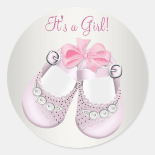 Roze Baby Schoenen Roze Baby shower Stickers