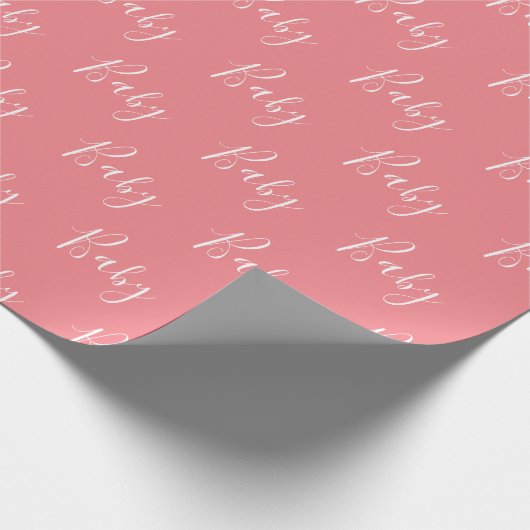 Roze Baby script elegant Baby ompakken papier (Hoek)