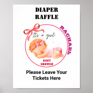 Roze baby shower, baby girl shower feestspel poster