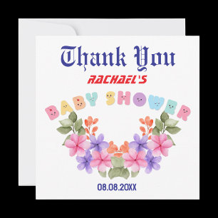 Roze baby shower, baby meisje shower bedankkaart