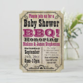 roze Baby shower BBQ Barbeque Baby-Q Kaart (Staand voorkant)