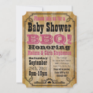 roze Baby shower BBQ Barbeque Baby-Q Kaart