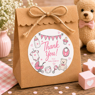 Roze Baby Shower Bedankt Sticker