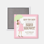 Roze Baby shower Bewaar de datum Magneet (Voorkant / Achterkant)