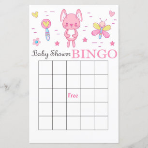 Roze baby shower bingo
