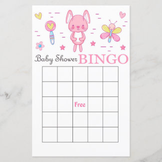 Roze baby shower bingo