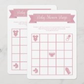 Roze Baby shower Bingo Kaart (Voorkant / Achterkant)
