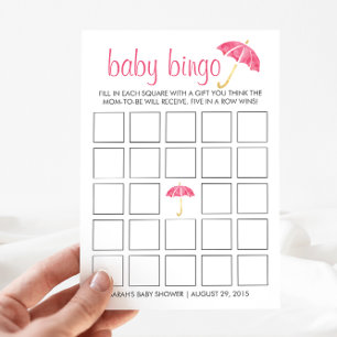 Roze Baby shower Bingo Kaart Game